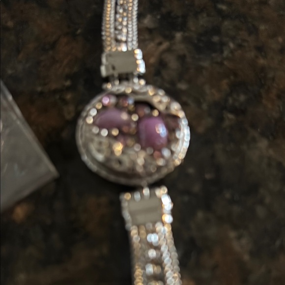 New Ginger Snap Intricate Silver and Purple Bracelet with Ornate Design - Picture 2 of 5